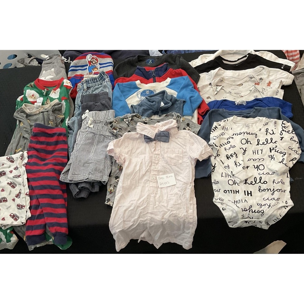 Mixed Brands 24pc Clothes Lot Boys 18 months Multicolor Paw Patrol Mario Outfits